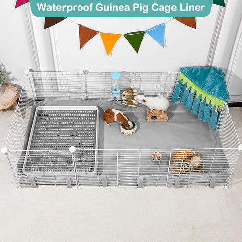 Guinea Pig Cage Liner, Waterproof Liner for Guinea Pigs, Guinea Pig Bedding with Tarp Bottom for C&C Grids, 47 * 24 inches Cage Liners for Guinea pig, Bunny, Hamster, Rabbit,Not include Cage