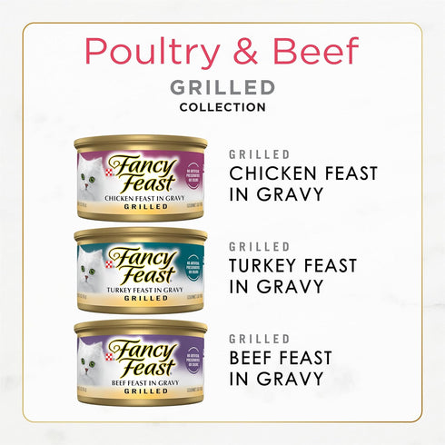 Pack (Pack 30) 3 oz. Purina Fancy Feast Grilled Wet Cat Food Poultry and Beef Collection Wet Cat Food Variety - of Cans