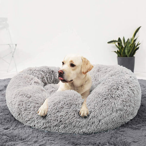 HACHIKITTY Calming Donut Dog Beds for Medium Large Dogs, Indoor Calming Beds, 30''