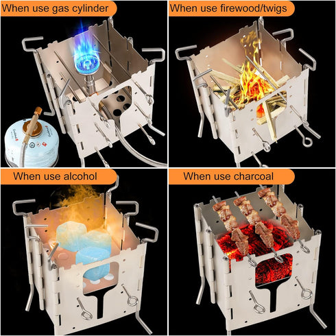 Solo Stove Camping Stainless ALL-Fuel Folding Backpacking Stove Portable Single Burner Fire Pit for Outdoor Cooking