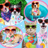 100 Bulk,Summer Summer Sweetude Pieces Hawaiian Dog Bandanas Bandanas for Dogs Fruit Flamingo Palm Leaves Pattern Pet