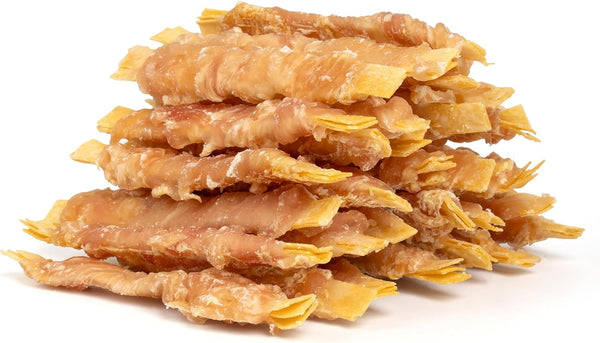 MON2SUN Rawhide Free Dog Treats, 4 Inch Chicken Wrapped Cod Fillet Dog