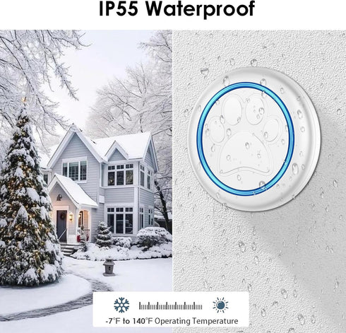 1000 Full House Dog Doorbell for Potty Training, Wireless Pet Doggie Door Bell Training to Go Outside, Waterproof Touch