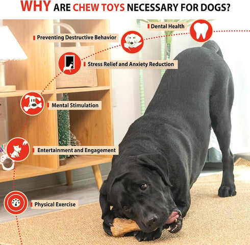 Dog Chew Toys Pine Wood and Nylon, Tough Toys for Aggressive Chewers, Real Bacon Indestructible Toys to Keep Them Busy