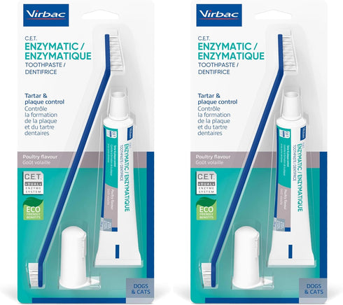 Virbac C.E.T. Oral Hygiene Kit for Dogs | Poultry-Flavor Toothpaste | Fingerbrush