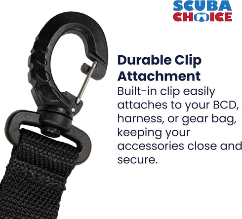 Scuba Choice Diving Black Snappy Coil Camera Lanyard Clip - 1.3m Coil with QB Buckles