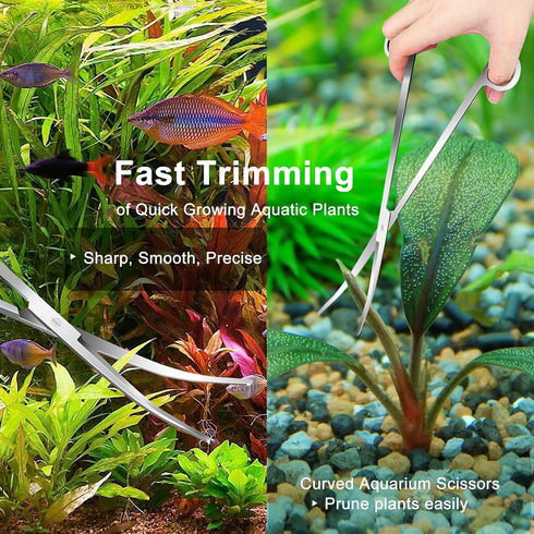 4Pcs Aquascaping Tools Kit, Long and Strong Aquarium Tweezers, Scissors, Algae Scraper, Plant Trimming Kit for