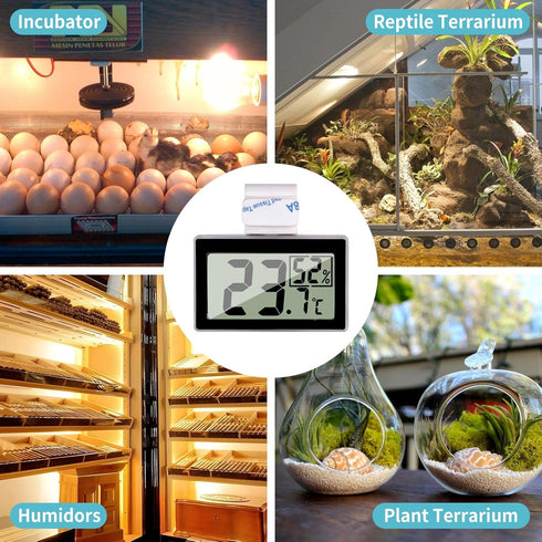 Digital Reptile Thermometer Hygrometer with Hook & Adhesive, LCD Display for Reptile Tanks and Terrariums