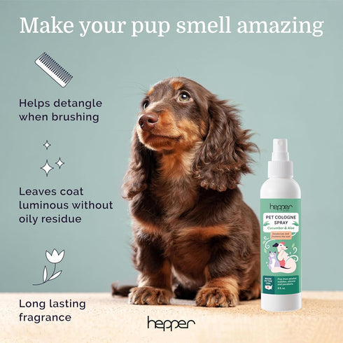 Hepper Pet Cologne Spray - Long-Lasting Dog/Cat Cologne & Perfume Spray for Pups/Kittens - Grooming Elegance & Enduring Fragrance! Aloe and Cucumber Fresh Scent