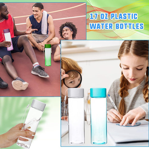Faytark 16 17 oz Set 1) Pcs Plastic Water Bottle Bulk Leak-Proof Portable reusable Square Drink Water Bottles