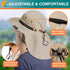 SUN CUBE Wide Brim Sun Hat for Men, Neck Flap Cover, UV Protection for Hiking, Camping, Gardening