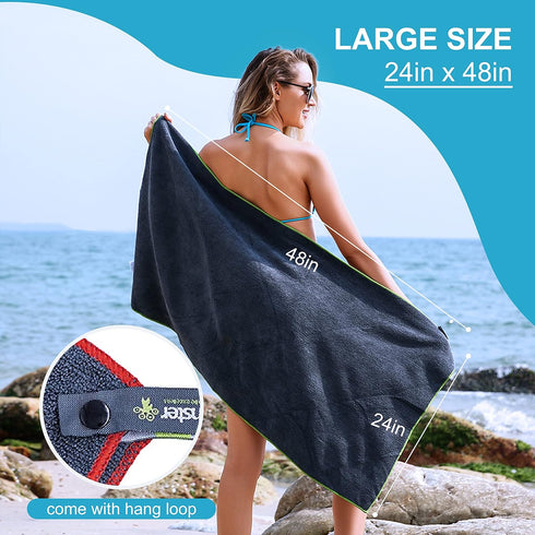 4Monster 4-Pack Set Swimming, Quick Dry Microfiber Travel Towels Super Absorbent, Ultra-Soft Camping Towel