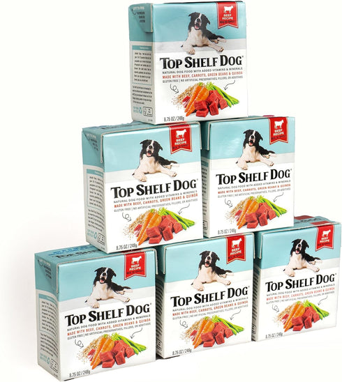 6 8.75oz Fresh Dog Food, All Natural Complete Meal or Kibble Topper, Shelf Stable Premade Wet Recipe with Added