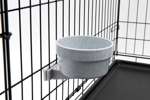 Lixit Hanging Kennel Cage Water Bowl - Non Spill Durable Crate Bowl for Pets, 20oz, Granite - Securely Attaches