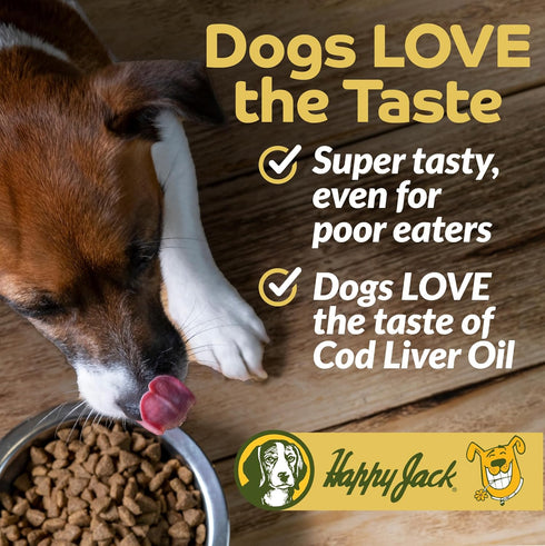Happy Jack Cod Liver Fish Oil for Dogs, 16 oz, Supplement for Skin and Coat Health
