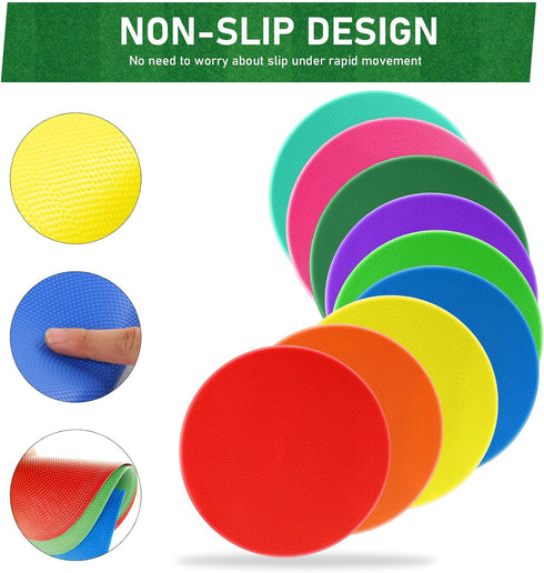 ZIECE 9 inch 9/18/27/36Pcs Poly Spots Spot Markers for Gym Floor Non-Slip Rubber Floor Dots, Agility Markers Flat Cones