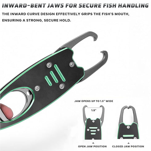 Fish Lip Gripper with Scale, 40LB/18KG Capacity Aluminum Alloy Fish Scale Grabber Fishing Gear and Accessories