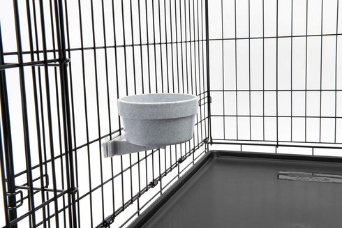 Lixit Hanging Kennel Cage Water Bowl - Non Spill Durable Crate Bowl for Pets, 20oz, Granite - Securely Attaches