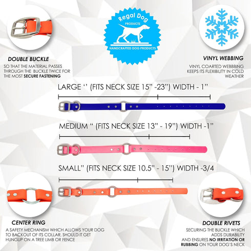 Regal Dog Products Waterproof Dog Collar and Leash Set, Small Orange, Vinyl Coated, Biothane, 5' Leash