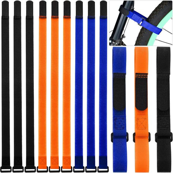 HESTYA 12 Pieces Adjustable Bike Rack Straps, 26 Inches Bike Wheel Stabilizer Straps for Transporting Bicycles