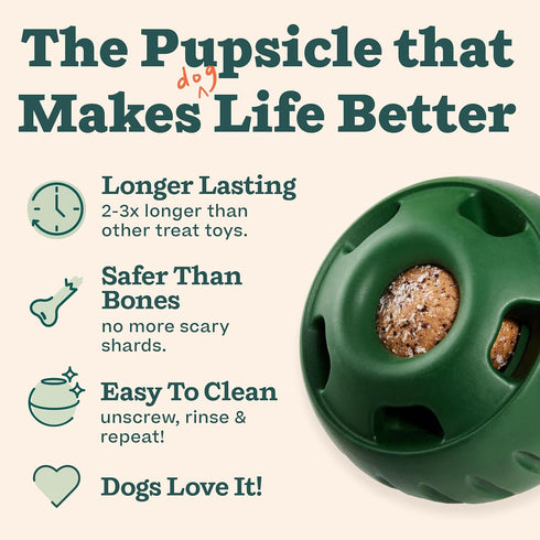 Woof Pupsicle and Treat Tray, Long-Lasting Fillable Treat Toy, Silicone Molds for Dog Treats, Dishwasher Safe