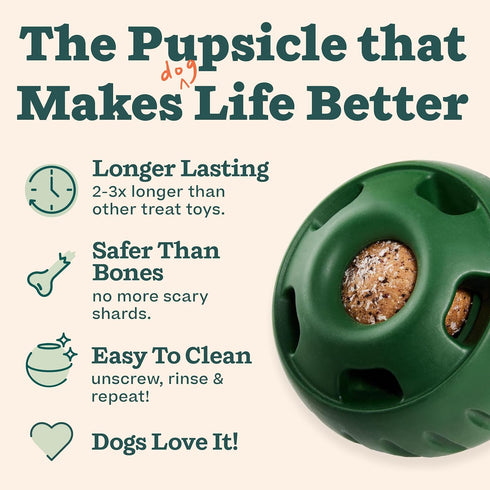 75 lbs WOOF Pupsicle and Treat Tray - Long-Lasting Interactive Dog Ball Toy and Silicone Dog Treat Mold - Keep Your Pup