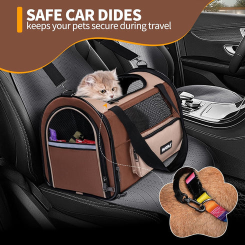 15 lbs 17.7x11.0x11.8 Inch Collapsible Small Pet Carrier for Cat with Fashion Pocket, Lightweight Sturdy Travel Carry