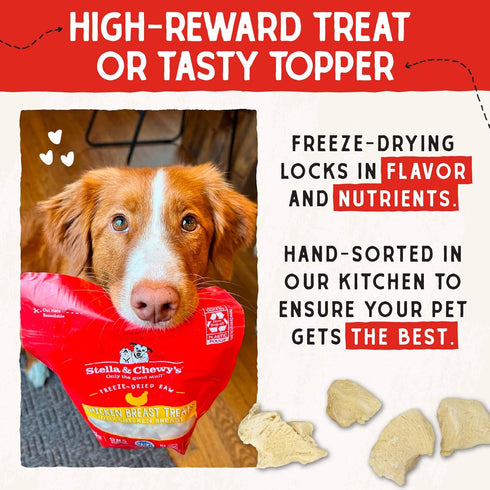 2.75oz Stella & Chewy's Freeze-Dried Raw Chicken Breast Dog Treats - Single Ingredient, No Additives - Premium Training
