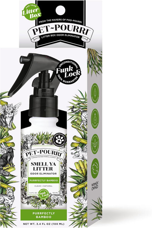 Pet-Pourri Smell Ya Litter Box Odor Freshener Spray - Purrfectly Bamboo, 3.4 Fl Oz, Veterinarian Recommended