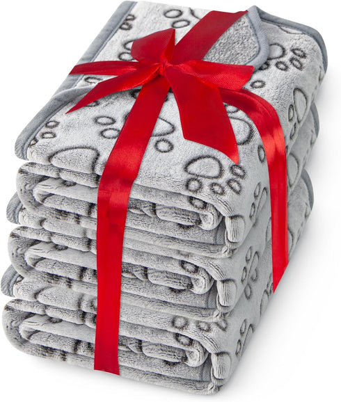1 Pack 3 Premium Soft Dog Blankets for Small Dogs, Calming Puppy Blanket Throw for Cat Kitten, 24 * 16 Inches, Grey