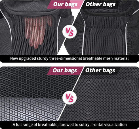WOYYHO Small Dog Carrier Backpack - Ventilated Mesh Travel Pack with Safety Belt for Dogs 2-4.5 lbs, Black