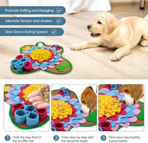 Ankilo 20''*20'' Snuffle Mat for Dogs, Interactive Foraging Puzzle Blanket, Dog Feeding Mat with Non-Slip Bottom