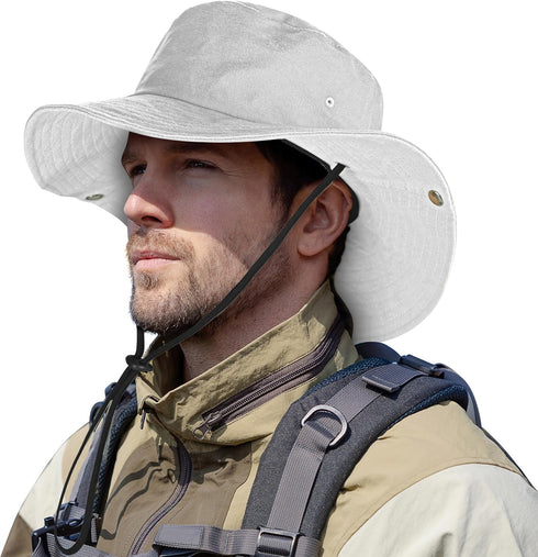 Unisex Boonie Hats, 100% Cotton Bucket Hat, Wide Brim UV Sun Protection for Hiking, Fishing, Safari, Beach, Garden