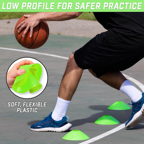 GoSports Premium Sports Cones, 20 Pack for Agility Training and Drills with Tote