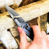 MADSABRE Wolf Pattern Folding Pocket Knife - Stone Washed Steel Handle, Liner Lock for Outdoor Camping and Hunting