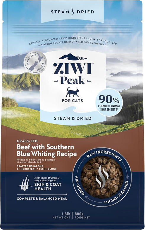 ZIWI Peak Steam & Dried Cat Food Beef w/Southern Blue Whiting Fish
