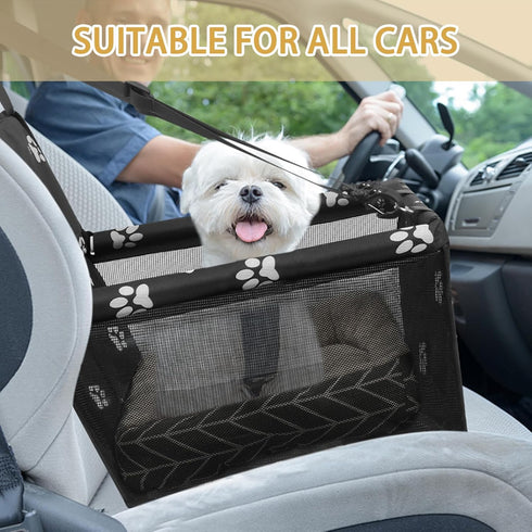 PetsHome Foldable Dog Car Seat with Removable Thick Mat, Waterproof Oxford Travel Bag for Small to Medium Dogs,