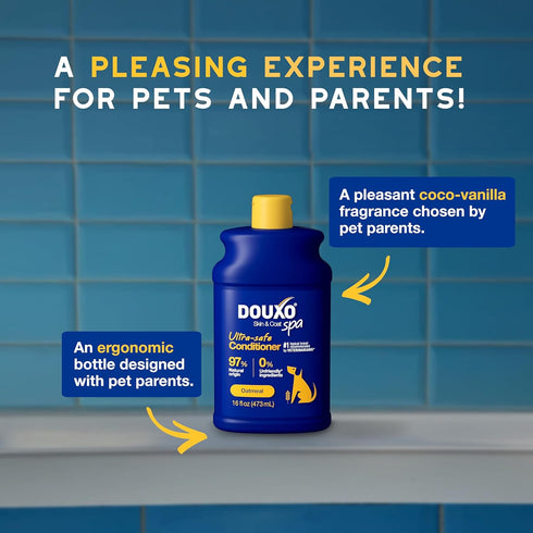 16 oz, DOUXO Skin & Coat SPA - Ultra-Safe Oatmeal Dog Conditioner, fl Safely Detangles, Moisturizes, Leaves The Coat