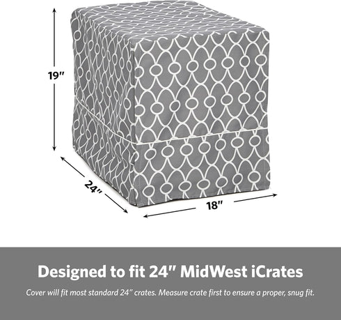 MidWest Homes for Pets Small Dog Crate Cover, Teflon Fabric Protector, Fits Most 24-inch Crates, Gray