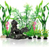 Fish Tank Accessories, 9pcs Green Decorations Plants and Cave Rock Decor Set for Aquarium, Plastic Plants for Fish Tank