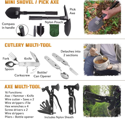 Survival Kit - 265 Pcs First Aid Kit, Bug Out Bag, Emergency Outdoor Gear, Molle System, Camping Accessories