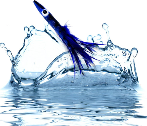 6" 6 Albacore Tuna Clone Feather, Pcs Blue White for Saltwater Fishing Unrigged, Premium Lure, Ideal for Tuna Mahi