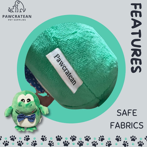 7-Inch Plush Squeaky Toy for Small Dogs - Washable Green Frog