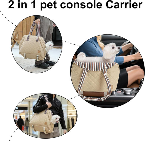 Generic 12 lbs Small Dogs Under Adjustable Portable Center Console Car Seat, Built-in Bubble wrap, Fits Most Cars