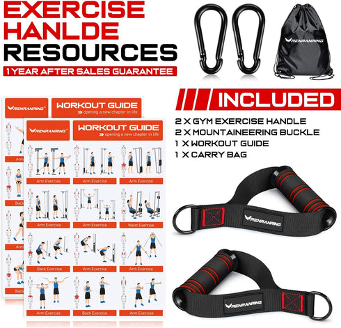Gym Exercise Handles, Replacement Attachments for Cable Machine Pulleys, Home Gym Add On Equipment