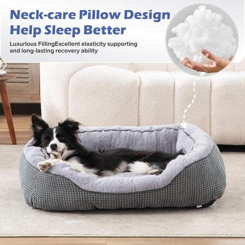 INVENHO Large Dog Beds for Large Dogs, Washable Rectangle Orthopedic Bed, Durable Pet Bed with Anti-Slip Bottom (L