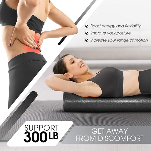 Yes4All High-Density Foam Roller - 12, 18, 24, 36 Inch for Back Pain Relief, Yoga, Exercise, Physical Therapy, Muscle