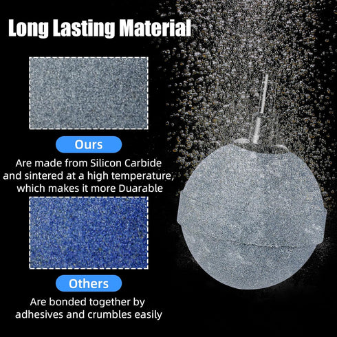 AQUANEAT 4 Pack Air Stones for Ponds, Long Lasting Aerator Oxygen Diffuser for Aquariums