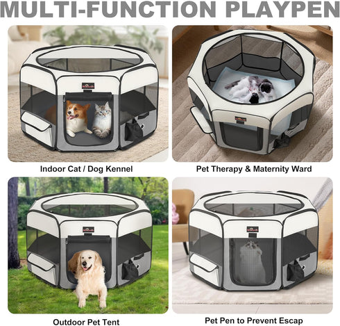 Aivituvin Dog Playpen Foldable Pet Play Pens with Carrying Bag for Cat, Puppies, Rabbits, Chickens, Durable Portable