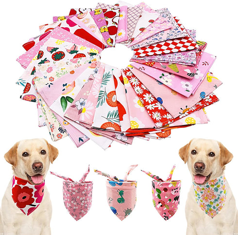 50pcs PET SHOW Cotton Small Dog Bandanas Bulk Girl Female Cat Puppies Bibs Washable Triangle Head Scarfs Wholesale